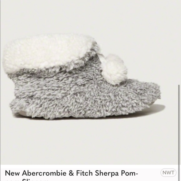 New Abercrombie & Fitch Sherpa Pom-Pom Slipper Booties Boots XS/S 6-7 - Picture 6 of 6